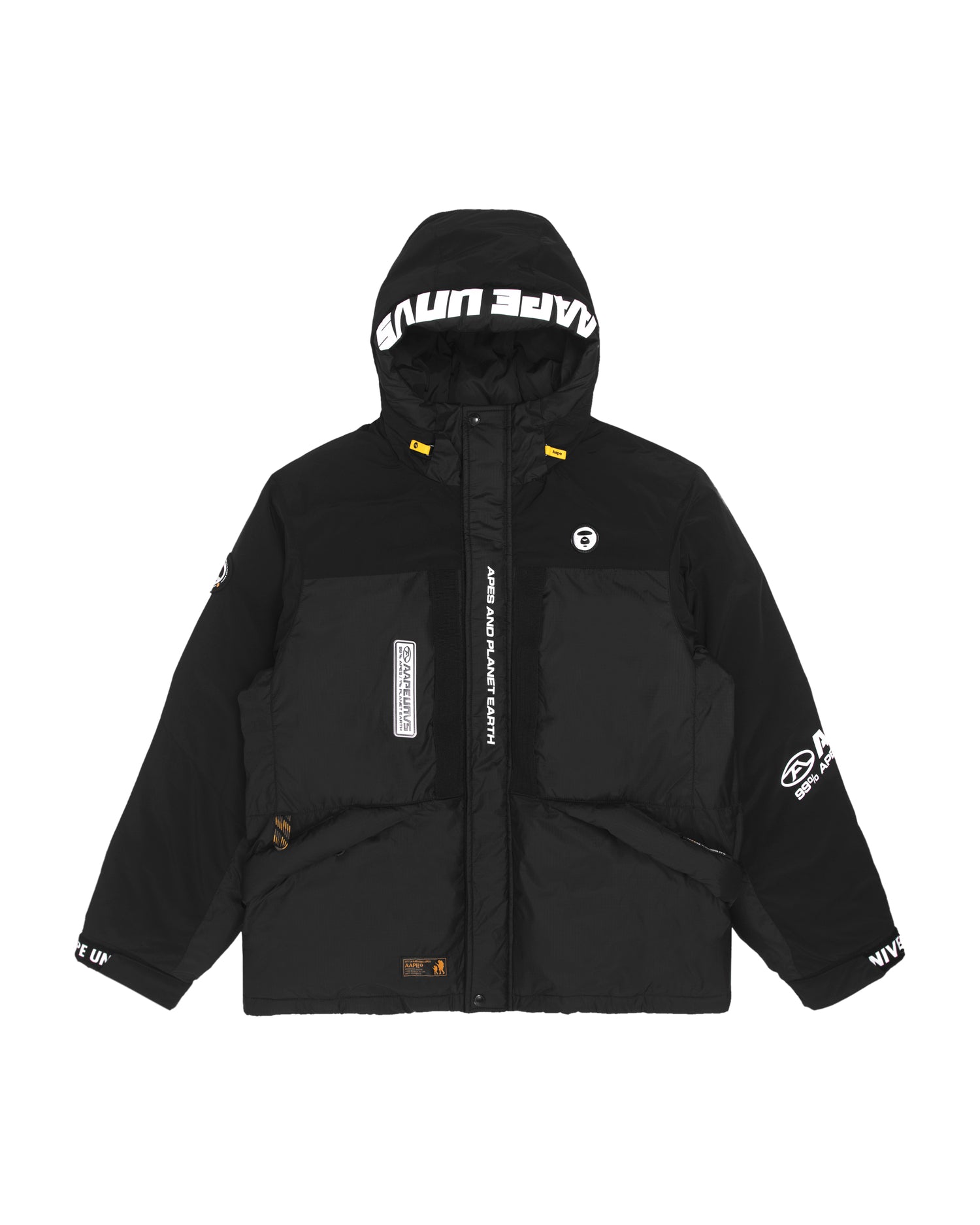 AAPE Moonface panelled hooded down jacket | Aape official website