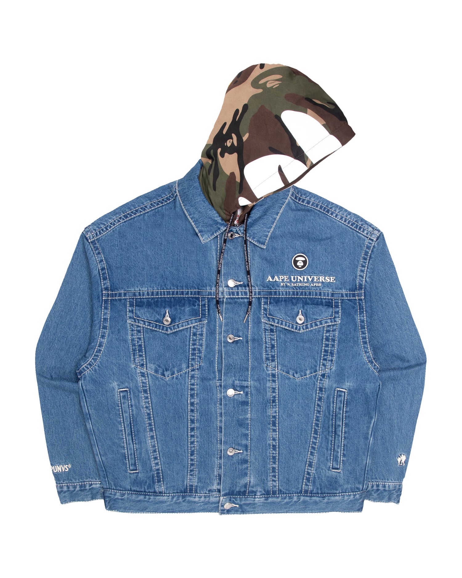 AAPE Moonface panelled hooded denim jacket | Aape official website