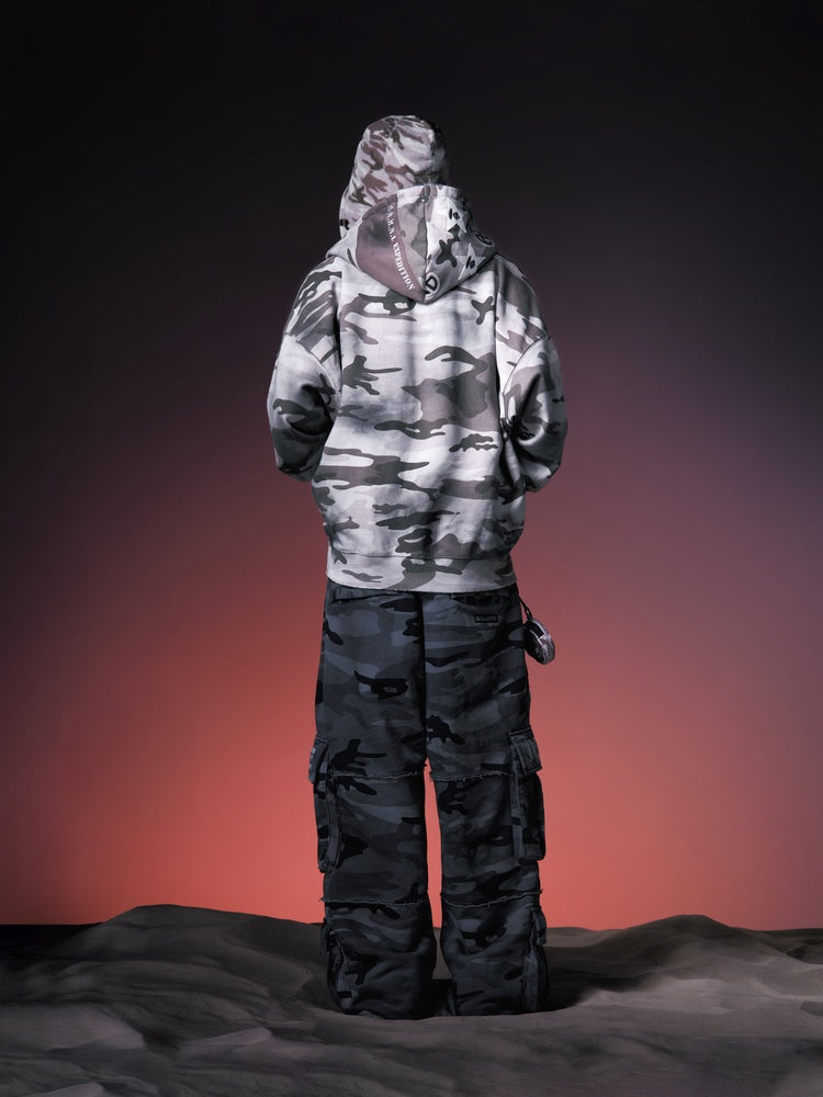 X NOMANUAL Moonface Hooded Zip-up Sweater