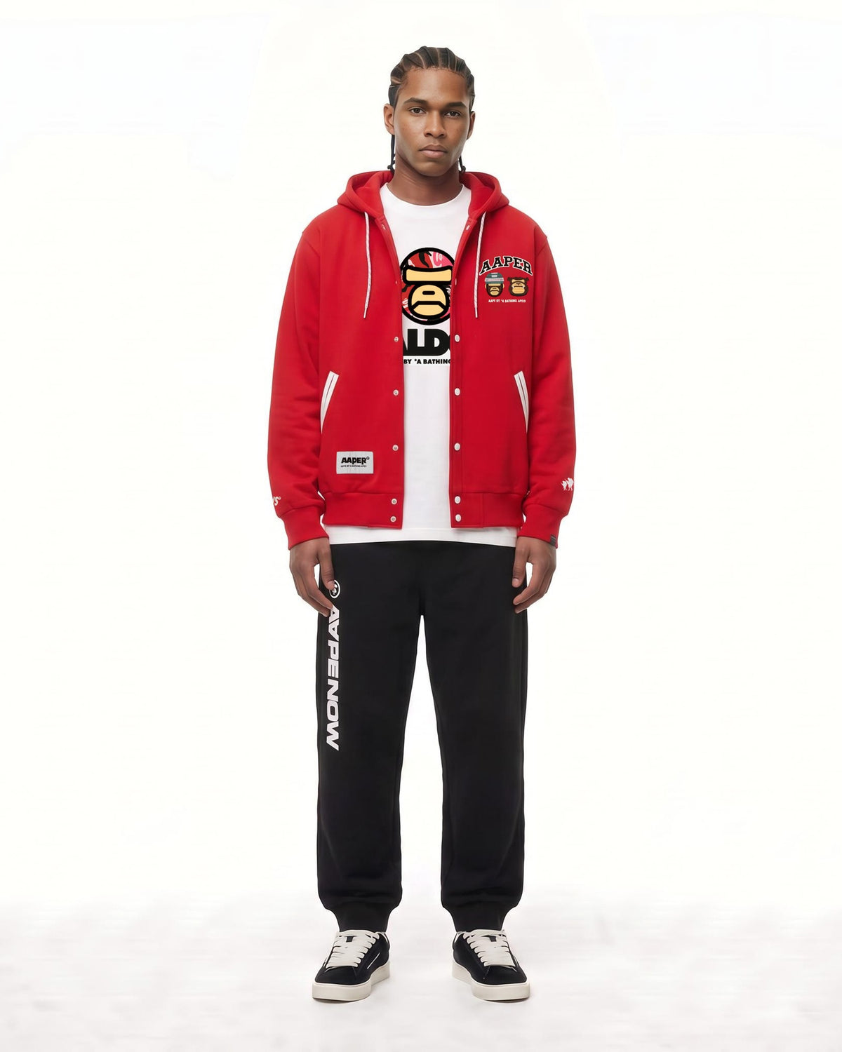 AAPER embroidered hooded baseball jacket