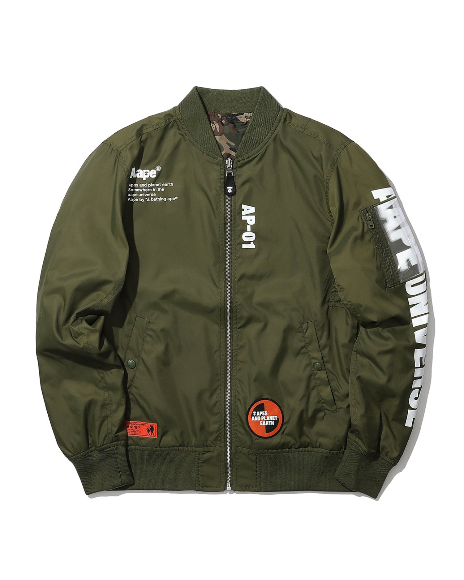 AAPE　アベイシングエイプ　UNIVERSE　サテンボンバージャケット　M AAPE アベイシングエイプ UNIVERSE サテンボンバージャケ