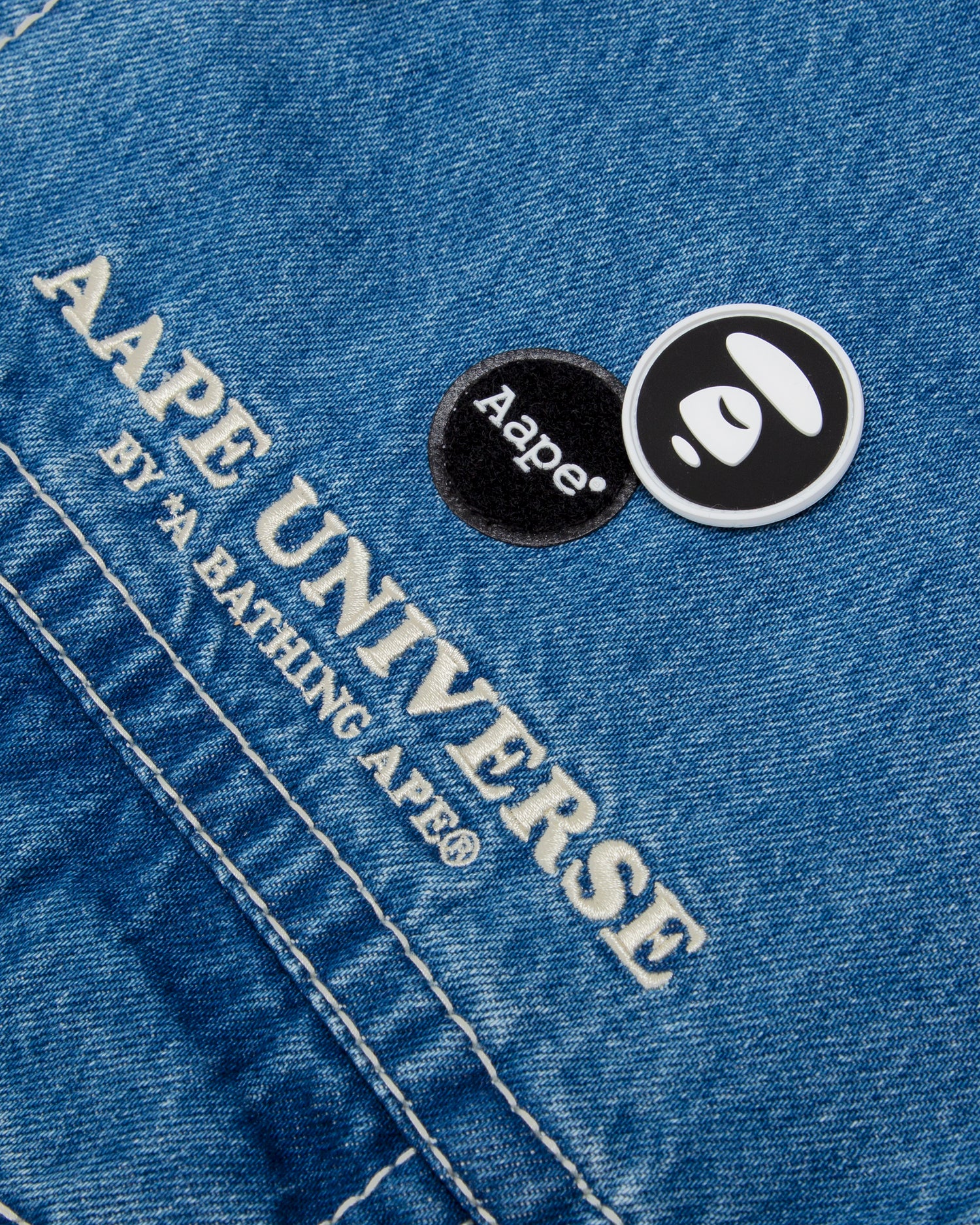AAPE Moonface panelled hooded denim jacket | Aape official website