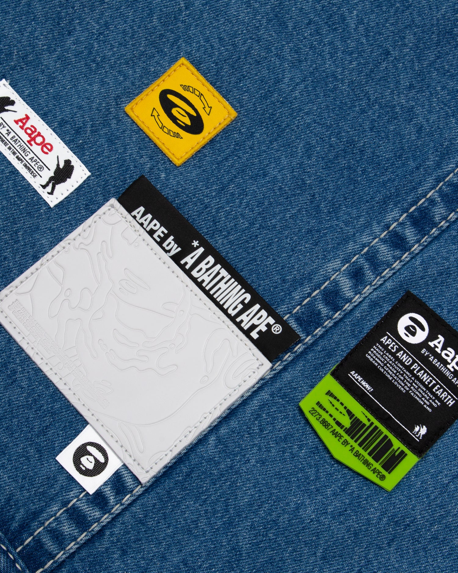 AAPE Moonface panelled hooded denim jacket | Aape official website