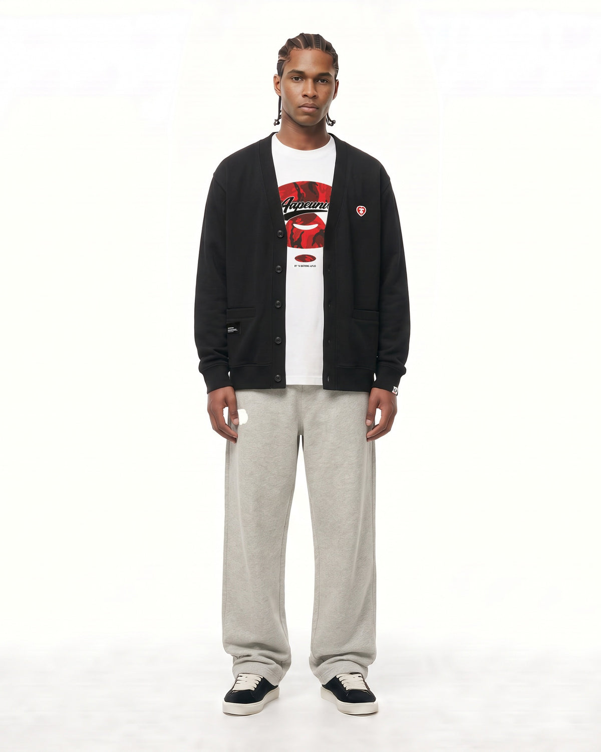 AAPENOW heart  moonface embroidered cardigan