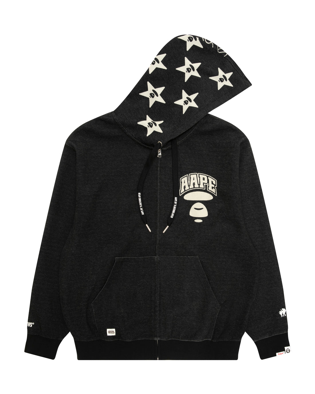 AAPEUNVS Burn Out Star Hood Zip-Up