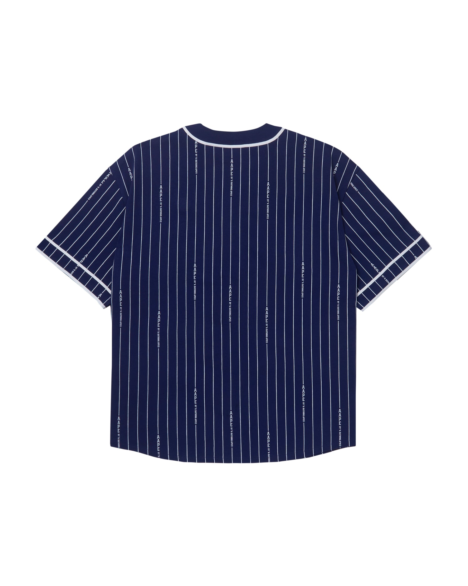 AAPE Moonface patch striped short-sleeve baseball shirt | Aape