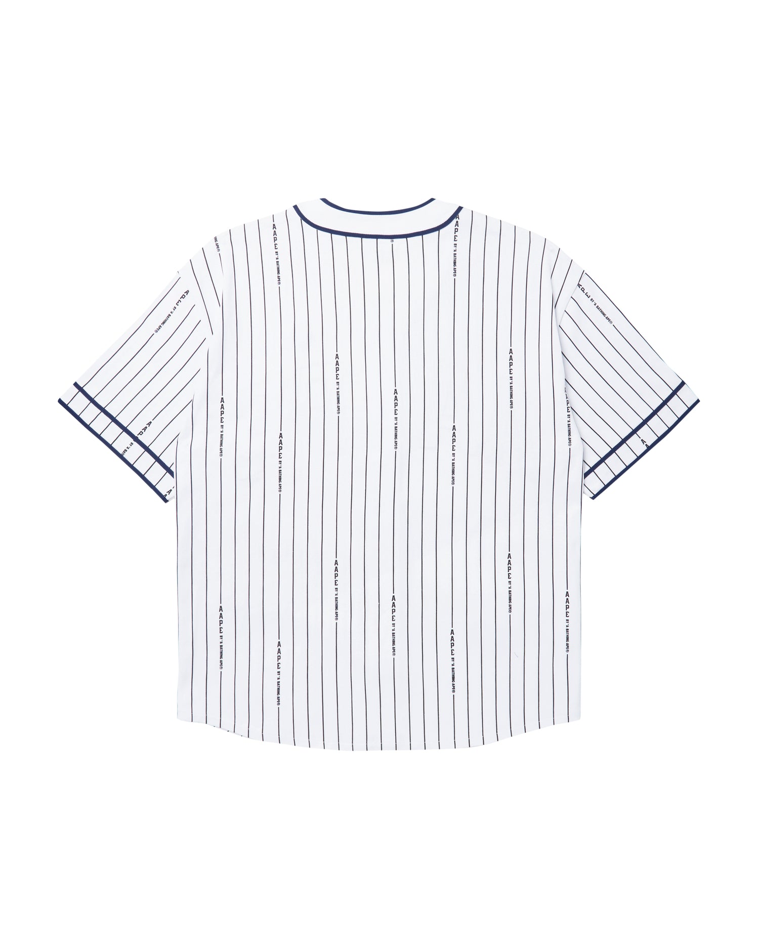 AAPE Moonface patch striped short-sleeve baseball shirt | Aape